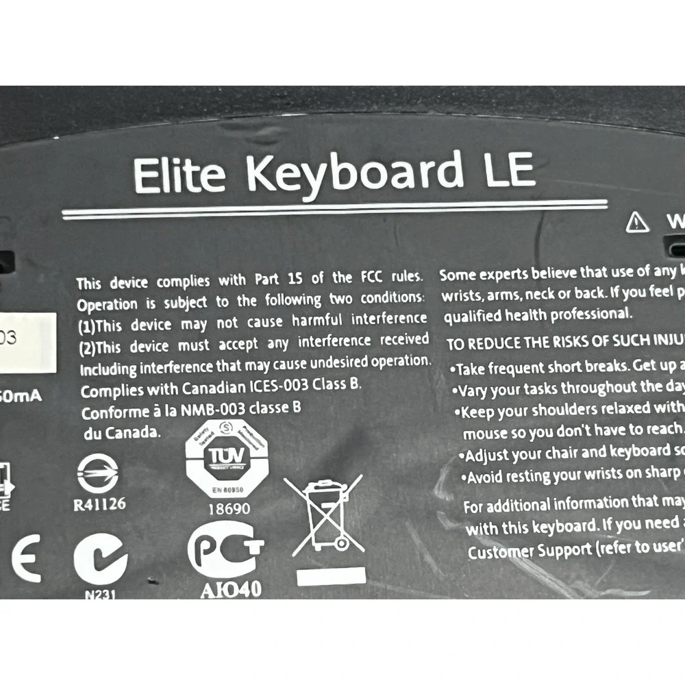 Logitech Elite Wired Keyboard Only Model‎ No. Y-SAB59 Tested Original Corded